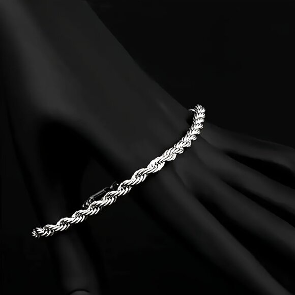 Chic 925 Sterling Silver Twisted Rope Bracelet - Picture 2 of 6